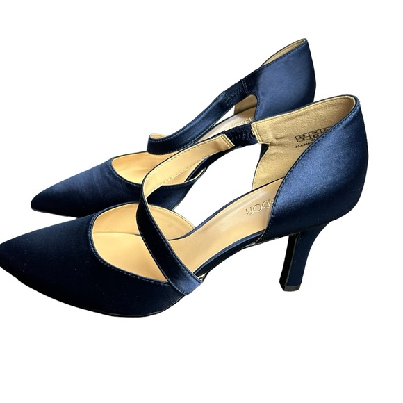 JENN ARDOR navy blue Women’s Stiletto Ankle Strap Pointed Toe Pumps heels NWT - Picture 2 of 7